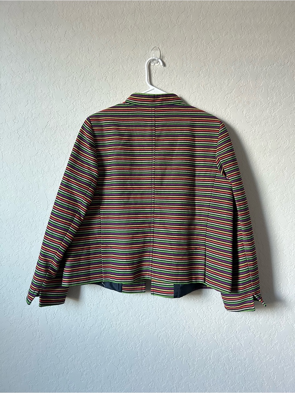 Talbots Mandarin Collar Multi Colored Striped Button Front Blazer - Picture 6 of 8